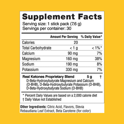 REAL KETONES - SHIFT - D-BHB EXOGENOUS KETONE DRINK MIX POWDER + ELECTROLYTES - 30 PACKETS