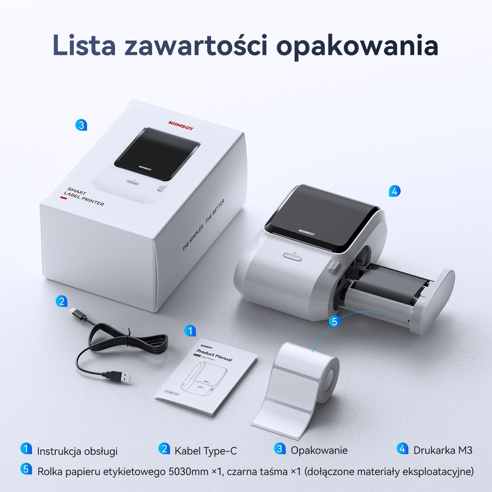NB610 - Niimbot - M3 - Portable Bluetooth Thermal Transfer Label Printer - Incl Free Label Roll