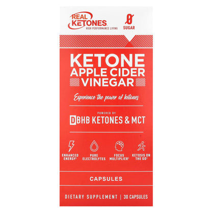 REAL KETONES - APPLE CIDER VINEGAR, D-BHB KETONES & MCT - 30 CAPSULE - 15 SERVINGS