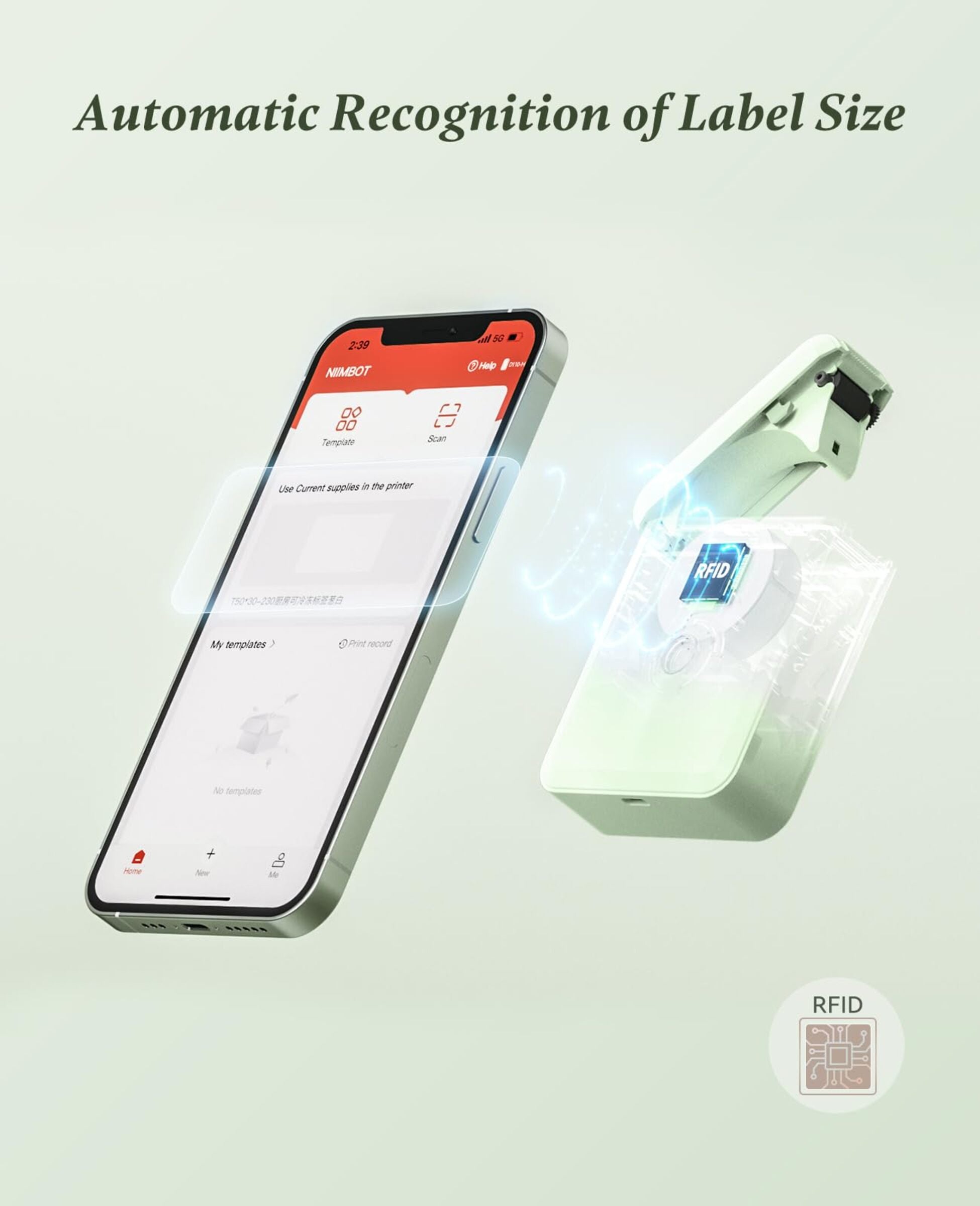 NIIMBOT - D110_M - PORTABLE BLUETOOTH LABEL PRINTER INCLUDING FREE LABEL ROLL (12*40MM - WHITE)