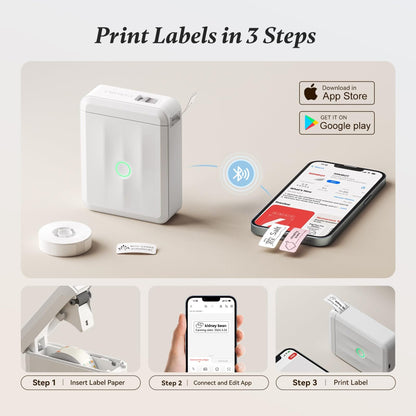 NIIMBOT - D110_M - PORTABLE BLUETOOTH LABEL PRINTER INCLUDING FREE LABEL ROLL (12*40MM - WHITE)