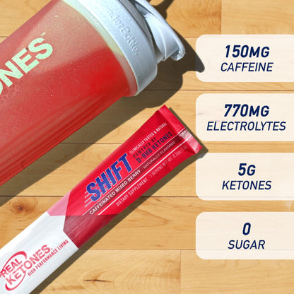 REAL KETONES - SHIFT - D-BHB EXOGENOUS KETONE DRINK MIX POWDER + ELECTROLYTES - 30 PACKETS