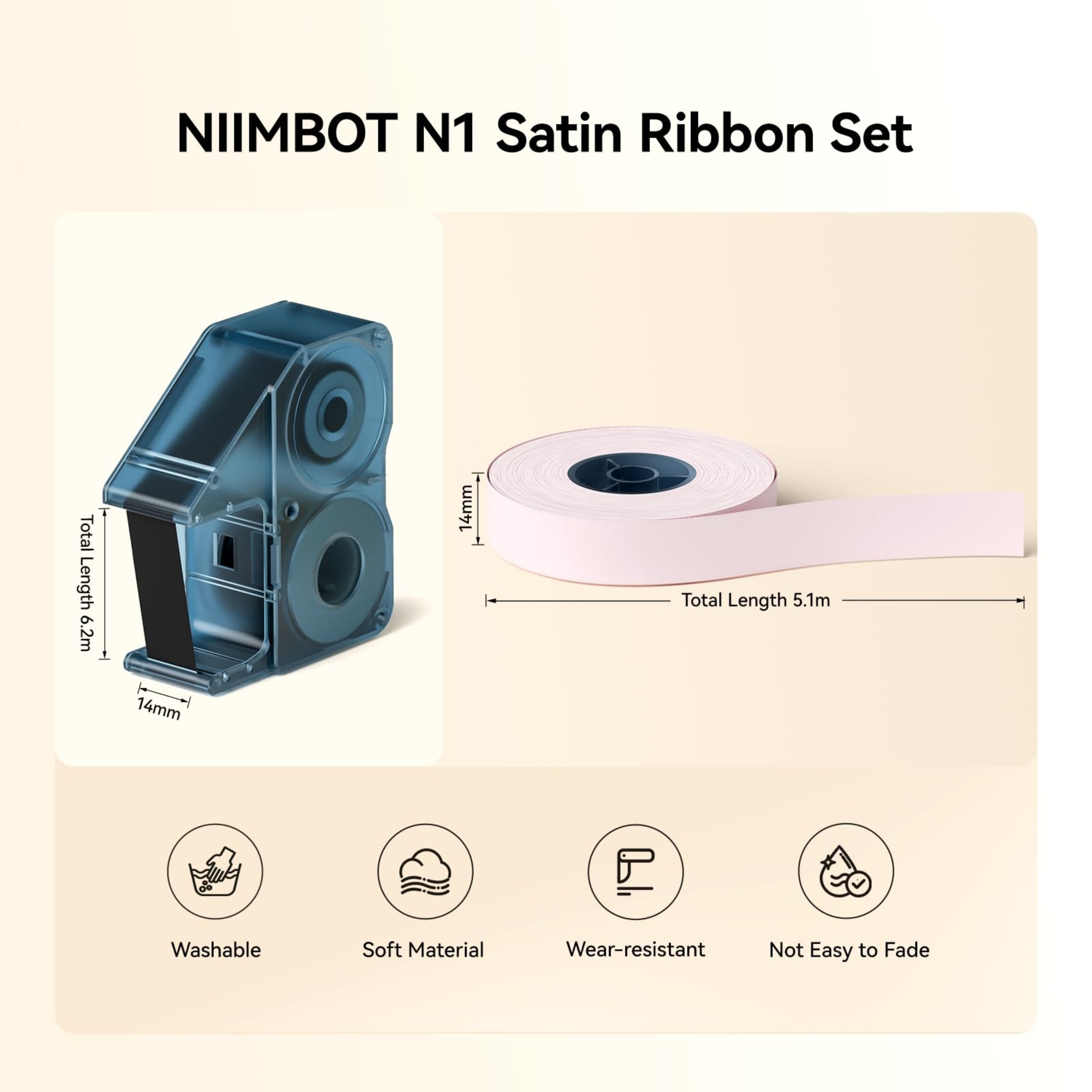 NB624 - NIIMBOT - N1 - BLUETOOTH SATIN RIBBON & LABEL PRINTER KIT INCL BOTH SETS - PINK
