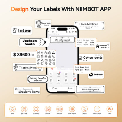 NB623 - Niimbot - N1 - Bluetooth Thermal Transfer Label Printer Incl Free White Label & Black Cartridge (14 x 50mm)
