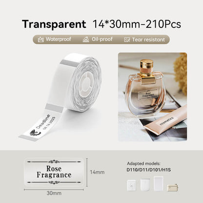 NB108 - Niimbot - D11 / D101 / D110 / H1S - 14x30mm - 210 Transparent Labels