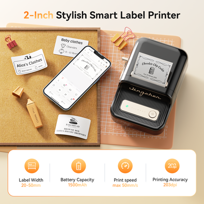 NB109 - Niimbot - B21S - Portable Thermal Label Bluetooth Printer Incl Free Label (50x30mm) - Black