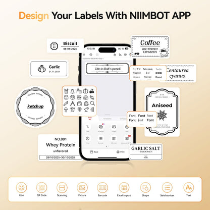 NB109 - Niimbot - B21S - Portable Thermal Label Bluetooth Printer Incl Free Label (50x30mm) - Black