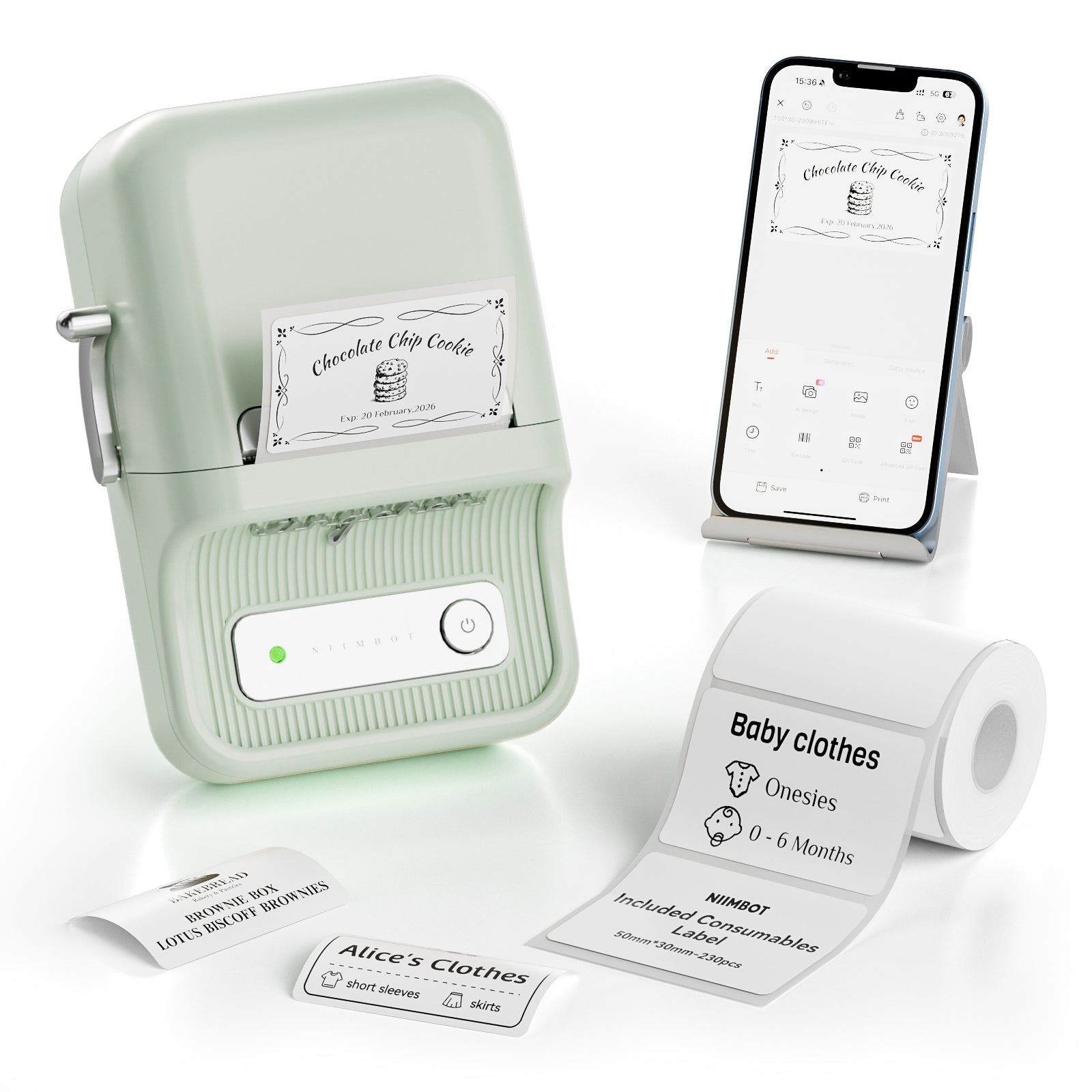 NB109 - Niimbot - B21S - Portable Thermal Label Bluetooth Printer Incl Free Label (50x30mm) - Black