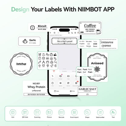 NB109 - Niimbot - B21S - Portable Thermal Label Bluetooth Printer Incl Free Label (50x30mm) - Black