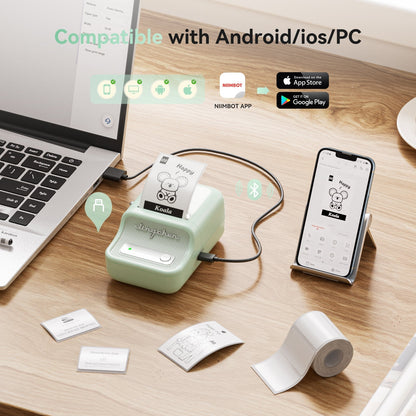NB109 - Niimbot - B21S - Portable Thermal Label Bluetooth Printer Incl Free Label (50x30mm) - Black