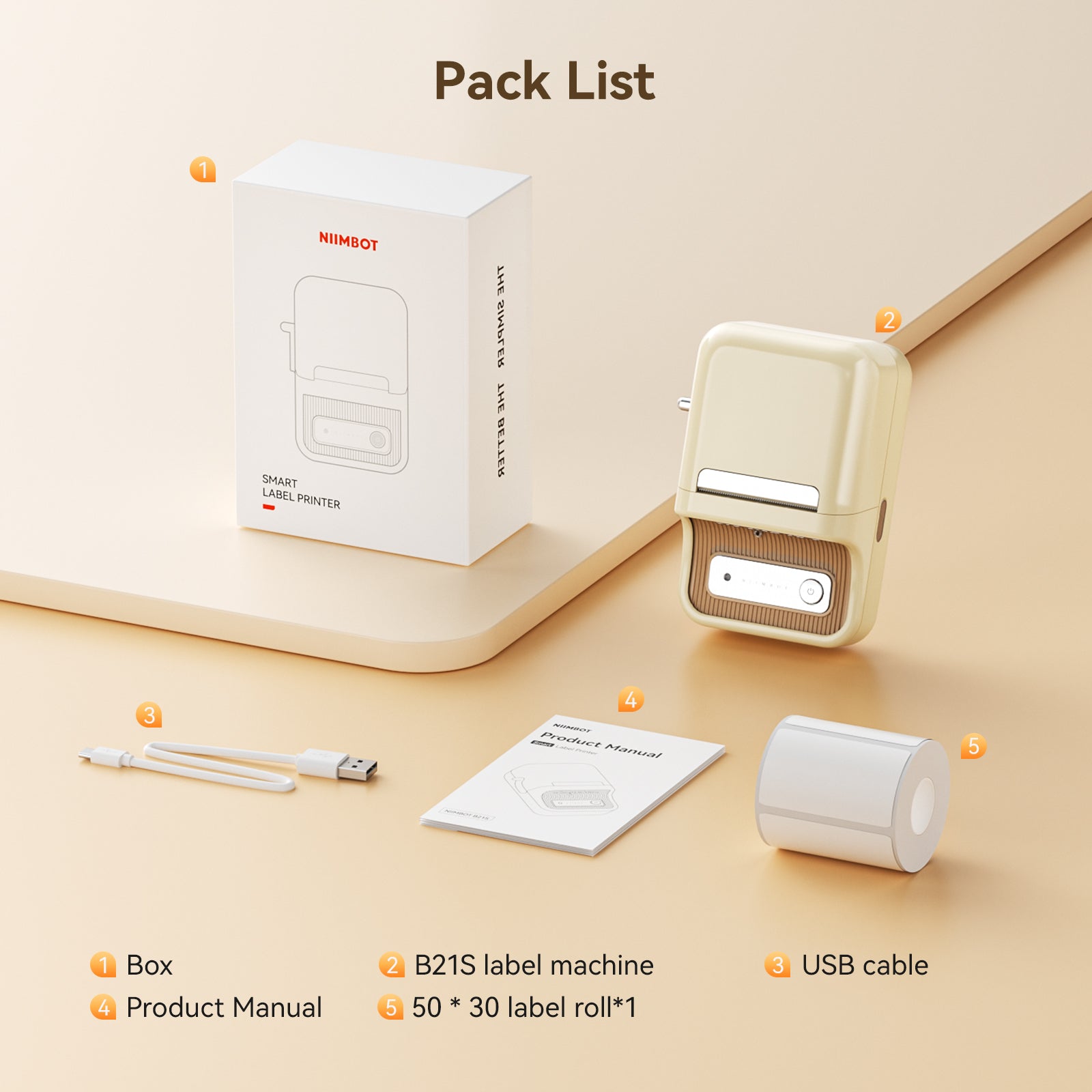 NB109 - Niimbot - B21S - Portable Thermal Label Bluetooth Printer Incl Free Label (50x30mm) - Black