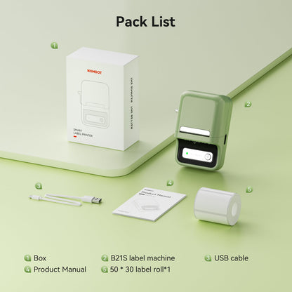 NB109 - Niimbot - B21S - Portable Thermal Label Bluetooth Printer Incl Free Label (50x30mm) - Black