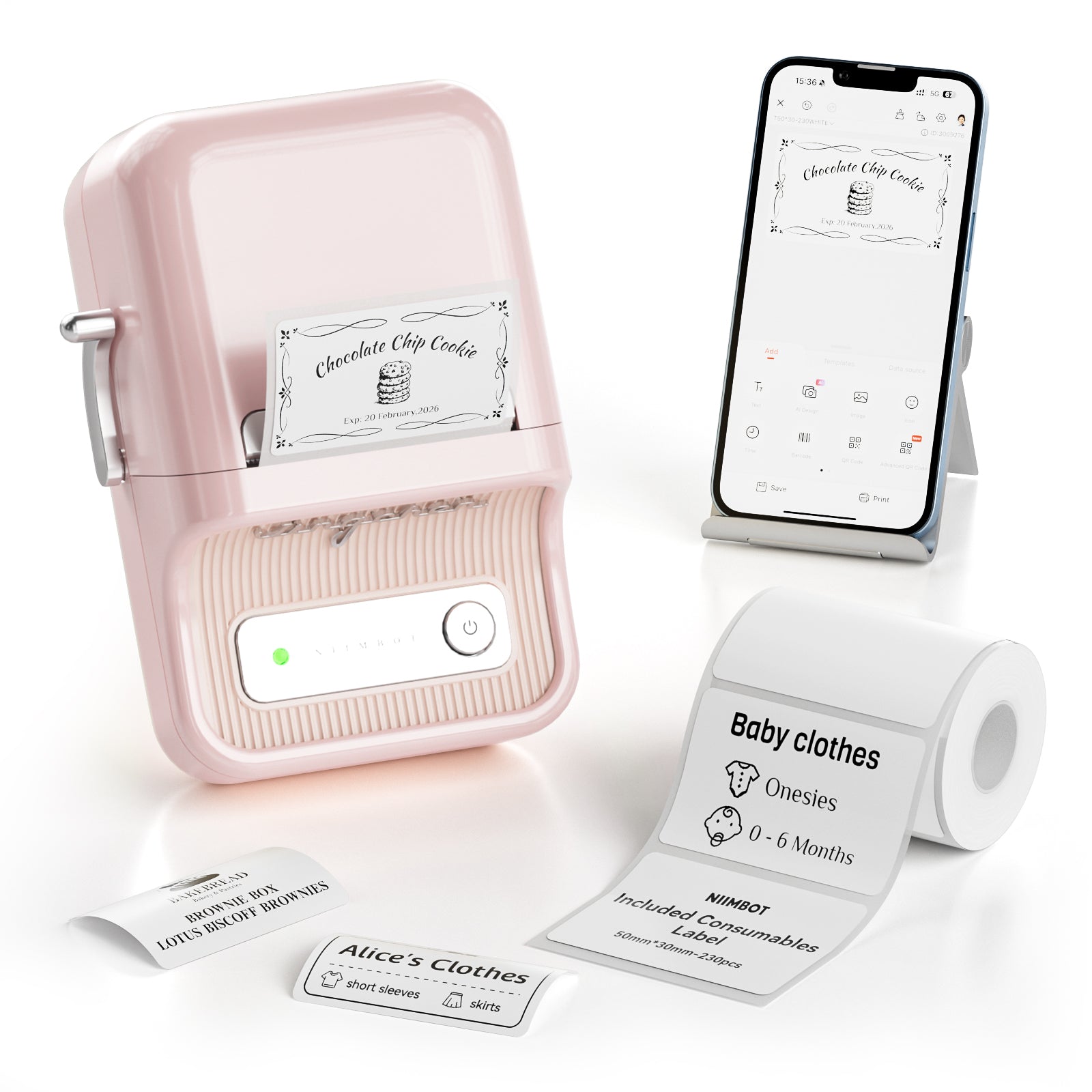 NB109 - Niimbot - B21S - Portable Thermal Label Bluetooth Printer Incl Free Label (50x30mm) - Black