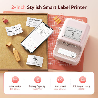 NB109 - Niimbot - B21S - Portable Thermal Label Bluetooth Printer Incl Free Label (50x30mm) - Black