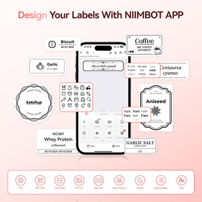 NB109 - NIIMBOT - B21S - PORTABLE THERMAL LABEL BLUETOOTH PRINTER INCL FREE LABEL (50X30MM)