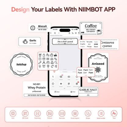 NB109 - Niimbot - B21S - Portable Thermal Label Bluetooth Printer Incl Free Label (50x30mm) - Black