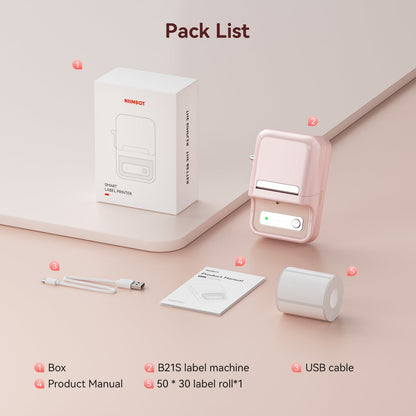 NB109 - Niimbot - B21S - Portable Thermal Label Bluetooth Printer Incl Free Label (50x30mm) - Black