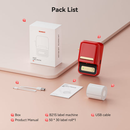 NB109 - Niimbot - B21S - Portable Thermal Label Bluetooth Printer Incl Free Label (50x30mm) - Black