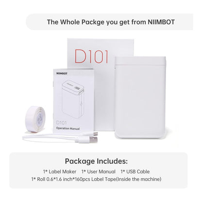NB121 - Niimbot - D101 - Portable Label Bluetooth Printer Incl Free Label Roll (12x40mm)