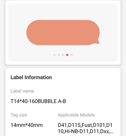 NB134 - NIIMBOT - D11 / D101 / D110 / H1S - 14X40MM - 155 LIGHT BUBBLE LABELS