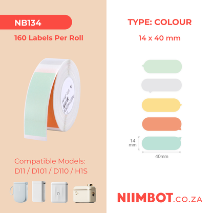 NB134 - NIIMBOT - D11 / D101 / D110 / H1S - 14X40MM - 160 LABELS PER ROLL - BUBBLE A DESIGN