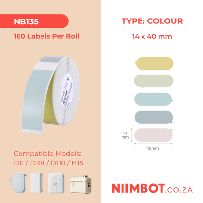 NB135 - NIIMBOT - D11 / D101 / D110 / H1S - 14X40MM - 160 LABELS PER ROLL - BUBBLE B DESIGN