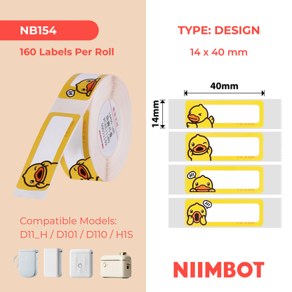 NIIMBOT - D Range - 14x40mm - Cute Duck - 160 Labels
