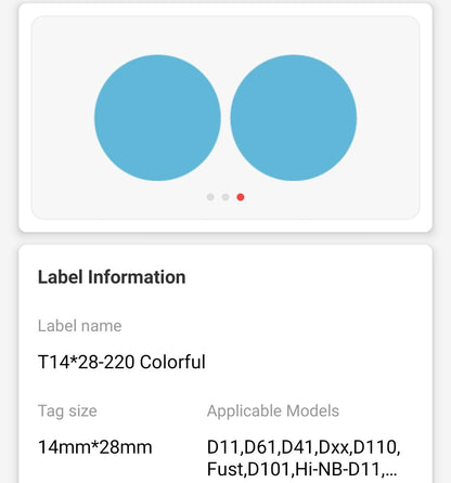 NB155 - NIIMBOT - D11 / D101 / D110 / H1S - 14X28MM - 205 PINK, YELLOW,BLUE ROUND LABELS