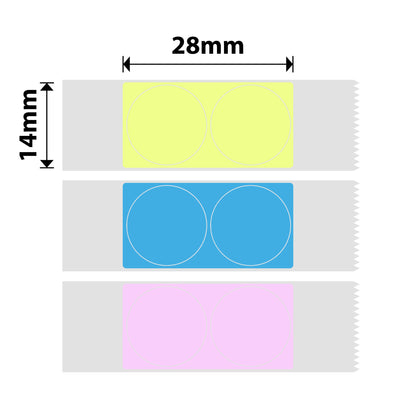 NB155 - Niimbot - D11 / D101 / D110 / H1S - 14x28mm - 205 Pink, Yellow, Blue Round Labels