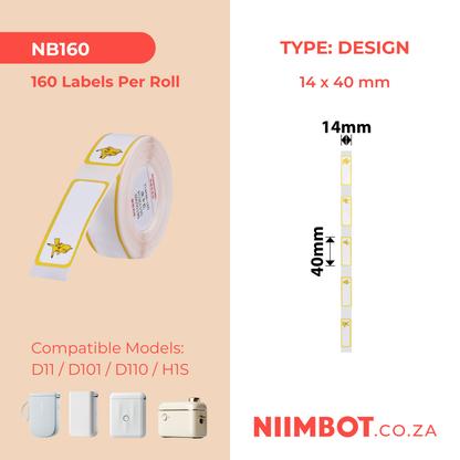 NB160 - NIIMBOT - D11 / D101 / D110 / H1S - R14X40MM - 160 LABELS PER ROLL - PIKACHU C