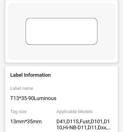 NB161 - NIIMBOT - D11 / D101 / D110 / H1S - 13X35MM - 90 THERMAL LABELS - LUMINOUS
