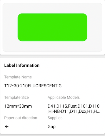 NB173 - NIIMBOT - D11 / D101 / D110 / H1S - R12X30MM - 210 LABELS PER ROLL - BRIGHT GREEN DESIGN