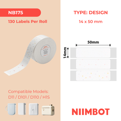 NB175 - Niimbot - D11 / D101 / D110 / H1S - 14x50mm - 125 Memory Recall Labels