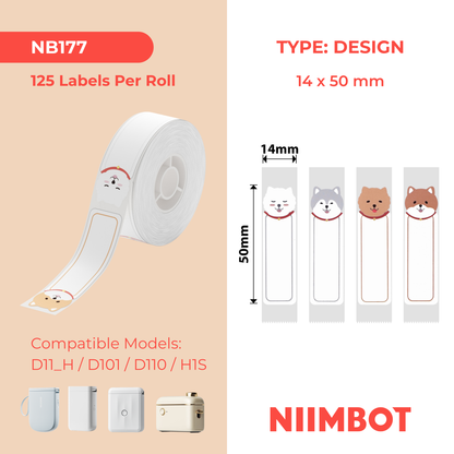 NIIMBOT - D Range - 14x50mm - Cute Puppy B - 125 Labels