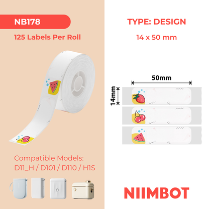 NIIMBOT - D Range - 14x50mm - Fruit - 125 Labels