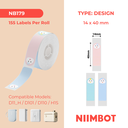 NIIMBOT - D Range - 14x40mm - Baby Face - 155 Labels
