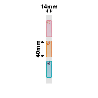 NB180 - NIIMBOT - D11 / D101 / D110 / H1S - 14X40MM - 160 LABELS PER ROLL- CUTE ANIMALS DESIGN