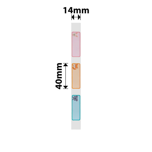 NB180 - NIIMBOT - D11 / D101 / D110 / H1S - 14*40MM - 160 LABELS PER ROLL- CUTE ANIMALS DESIGN