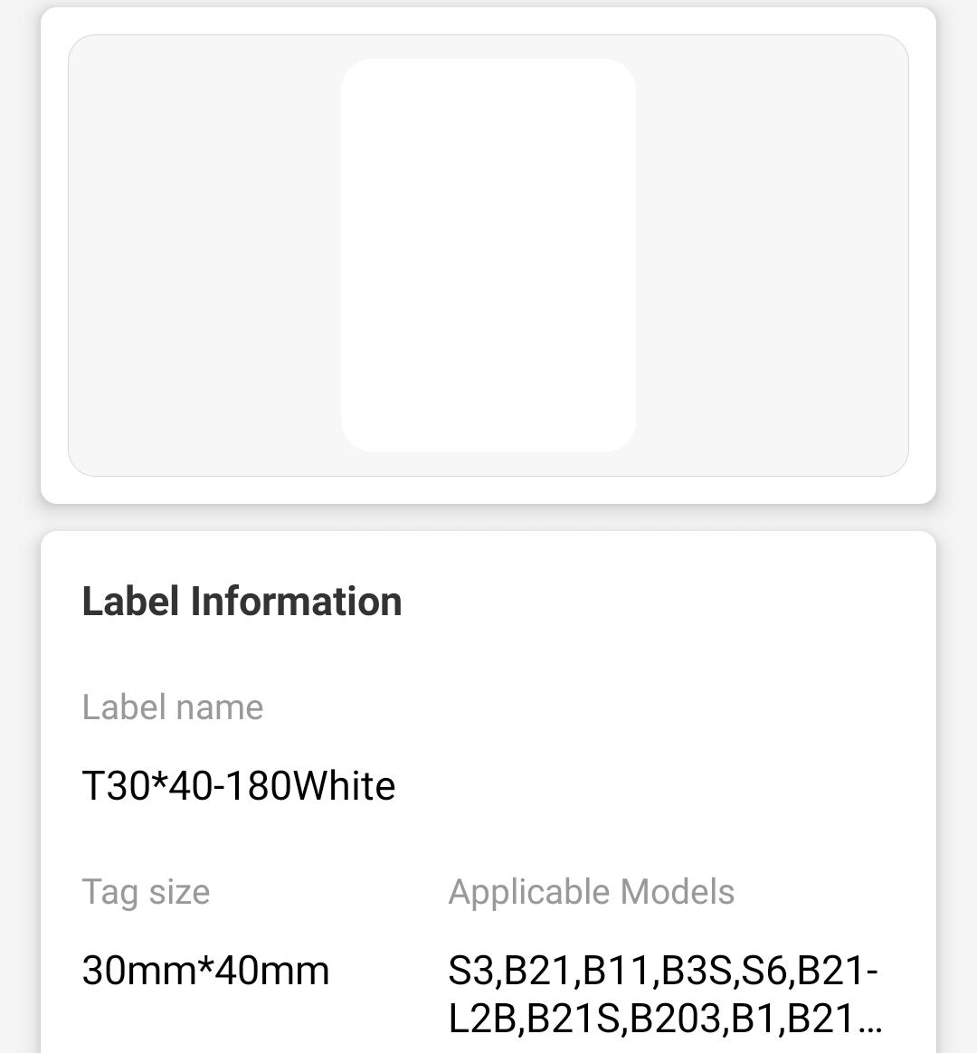 NB185 - NIIMBOT - B1 / B21 / B3S / B4 - 30X40MM - 180 LABELS PER ROLL - WHITE