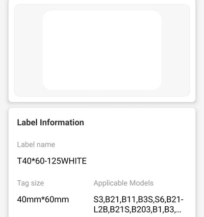 NB192 - NIIMBOT - B1 / B21 / B3S / B4 - 40X60MM - 125 LABELS PER ROLL - WHITE