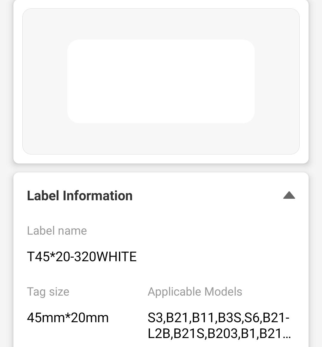 NB195 - NIIMBOT - B1 / B21 / B3S / B4 - 45X20MM - 320 LABELS PER ROLL - WHITE