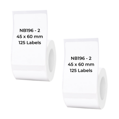 NB196 - NIIMBOT - B1 / B21 / B3S / B4 - 45X60MM - 125 LABELS PER ROLL - WHITE