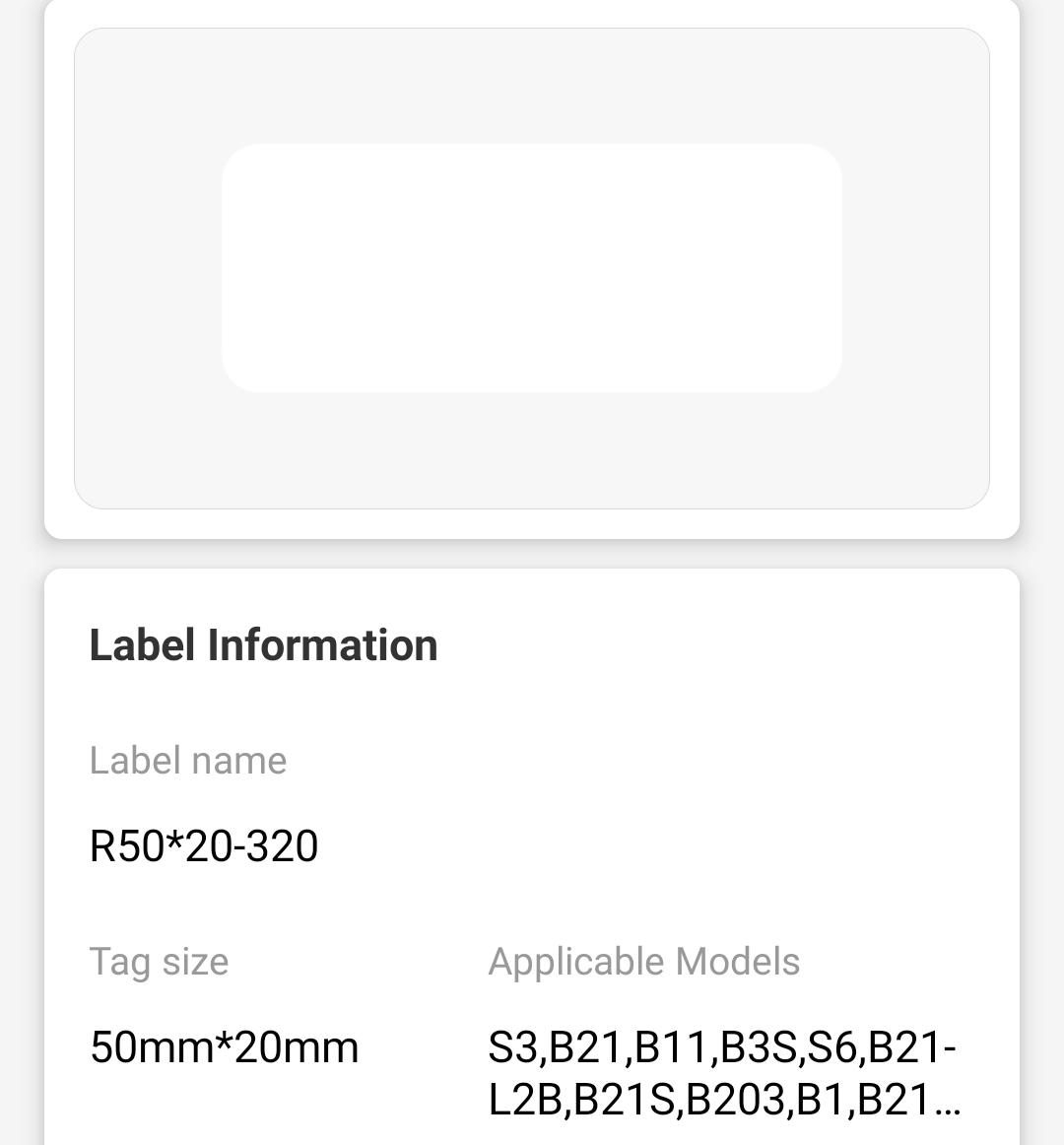 NB200 - Niimbot - B1 / B21 / B3S / B4 - 50x20mm - 320 White Labels
