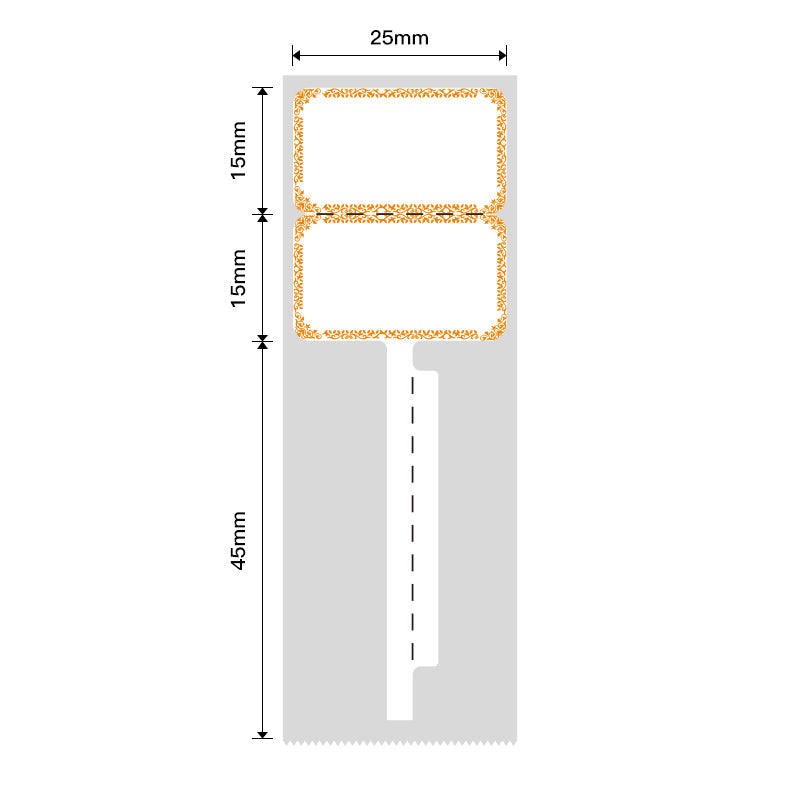 NB207 - NIIMBOT - B1 / B21 / B3S / B4 - R02T - 25X75MM (25X30+45) - 100 LABELS PER ROLL - ORANGE INK DESIGN