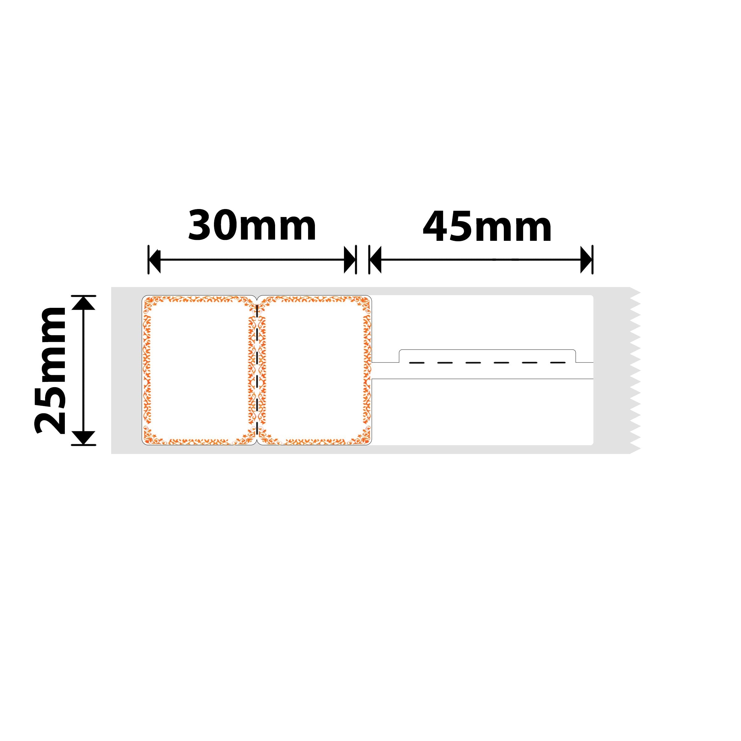 NB207 - Niimbot - B1 / B21 / B31 / B3S / B4 - 25x75mm - 100 Orange Border Jewellery Labels
