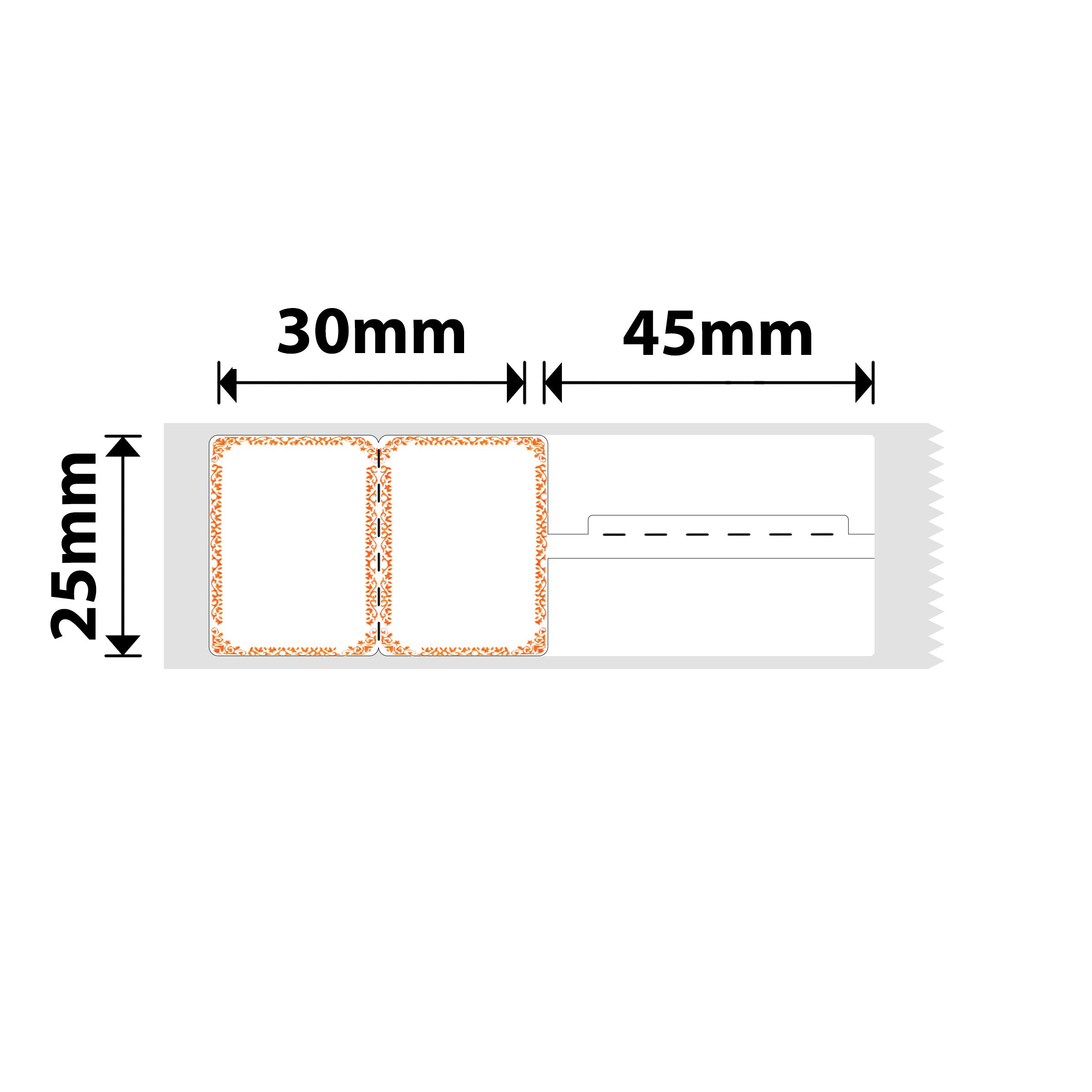NB207 - NIIMBOT - B1 / B21 / B3S / B4 - 25X75MM - 100 ORANGE BORDER JEWELLERY LABELS