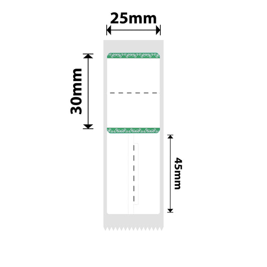 NB208 - NIIMBOT - B1 / B21 / B3S - 25X30+45MM - RING - 100 LABELS PER ROLL - GREEN BORDER DESIGN