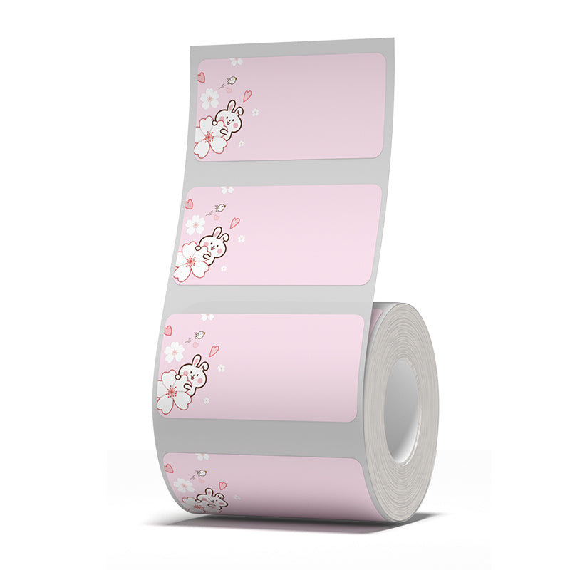 NB219 - NIIMBOT - B1 / B21 / B3S - 40X20MM - 320 THERMAL LABELS - PINK RABBIT DESIGN