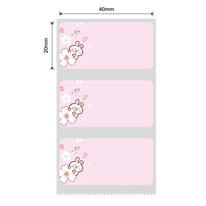 NB219 - NIIMBOT - B1 / B21 / B3S / B4 - 40X20MM - 320 THERMAL LABELS - PINK RABBIT DESIGN