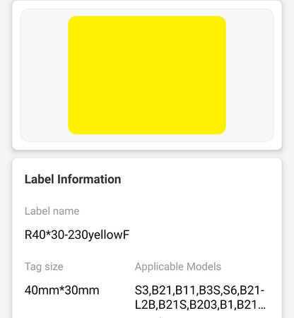 NB222 - NIIMBOT - B1 / B21 / B3S / B4 - 30X40MM - 230 LABELS PER ROLL - SOLID - YELLOW